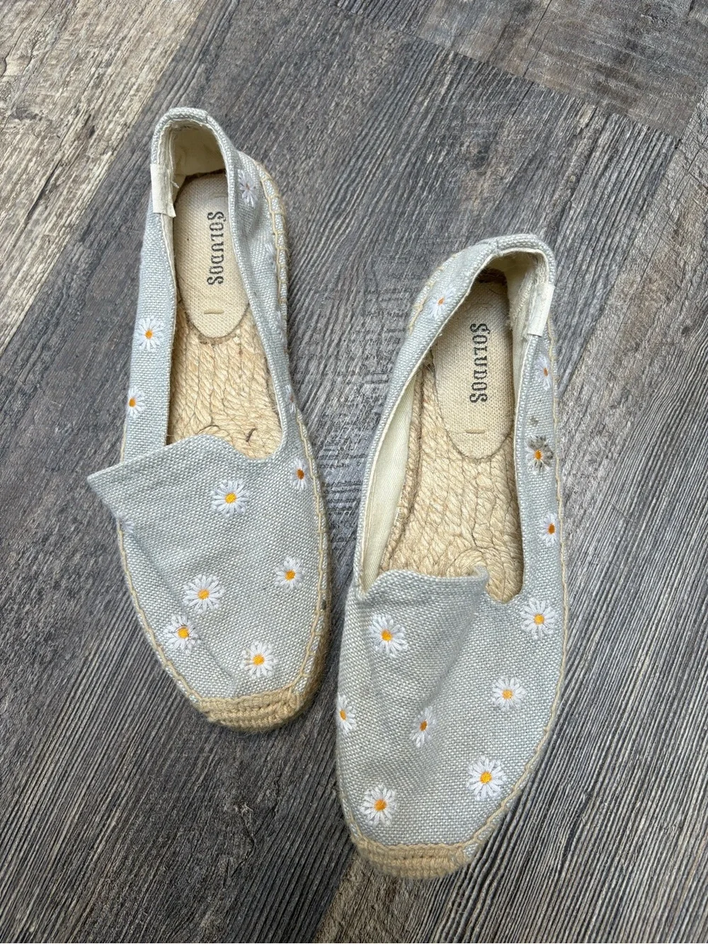 Soludos Light Blue Daisy Embroidered Espadrilles
